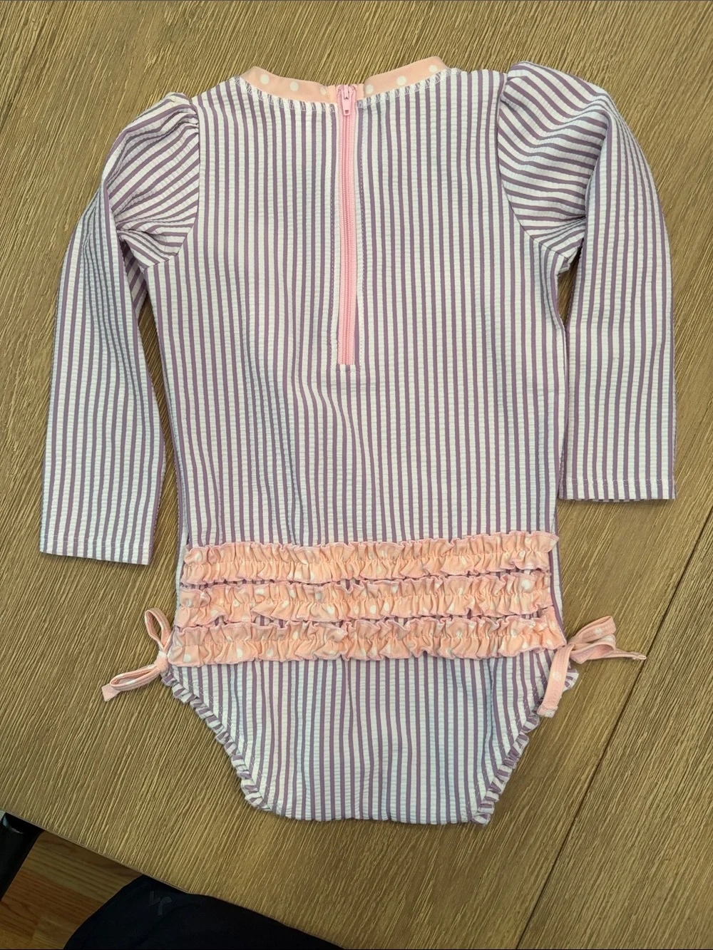 RuffleButts Seersucker Rash Guard One Piece
